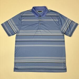 PGA Tour Golf Shirt Mens Size XL Extra Large Blue Striped Polo Short Sleeve